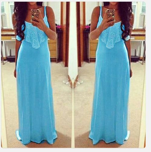 2019 Fashionable Lace Maxi Dress with Spaghetti Straps