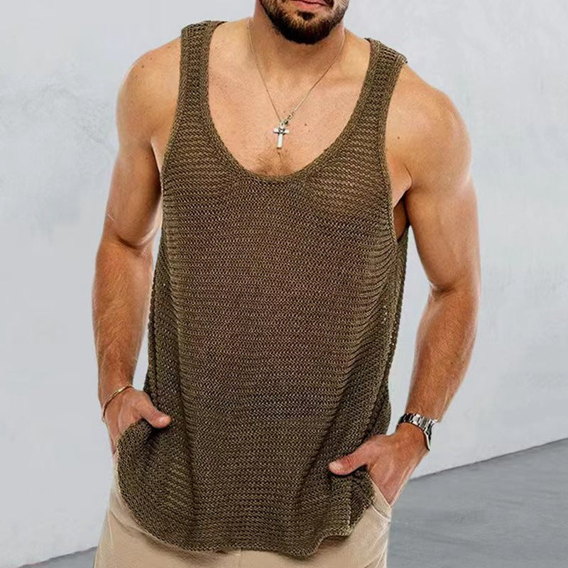 Men's Summer Knit Sleeveless Tank Top - Breathable Style