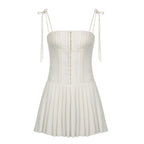 Cotton Blend Dacron Pleated Camisole Dress