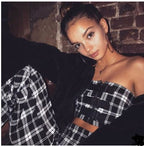 Summer Women's Plaid Crop Top and Pants Set