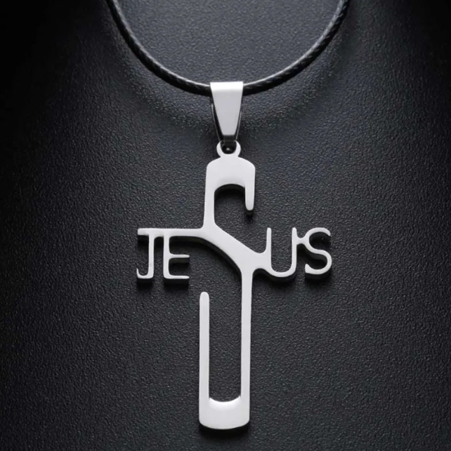 Stainless Steel JESUS Cross Pendant Necklace | Christian Jewelry
