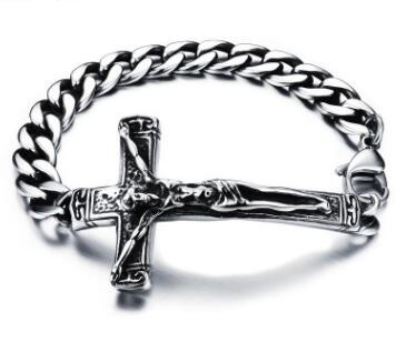Titanium Steel Crucifix Cross Chain Bracelet