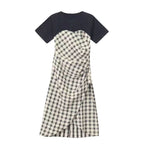 Summer Splicing Plaid Short Sleeve Dress for Women