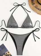 Floral Lace Applique String Bikini Set