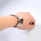 Enamel Dog Charm Leather Cord Bracelet