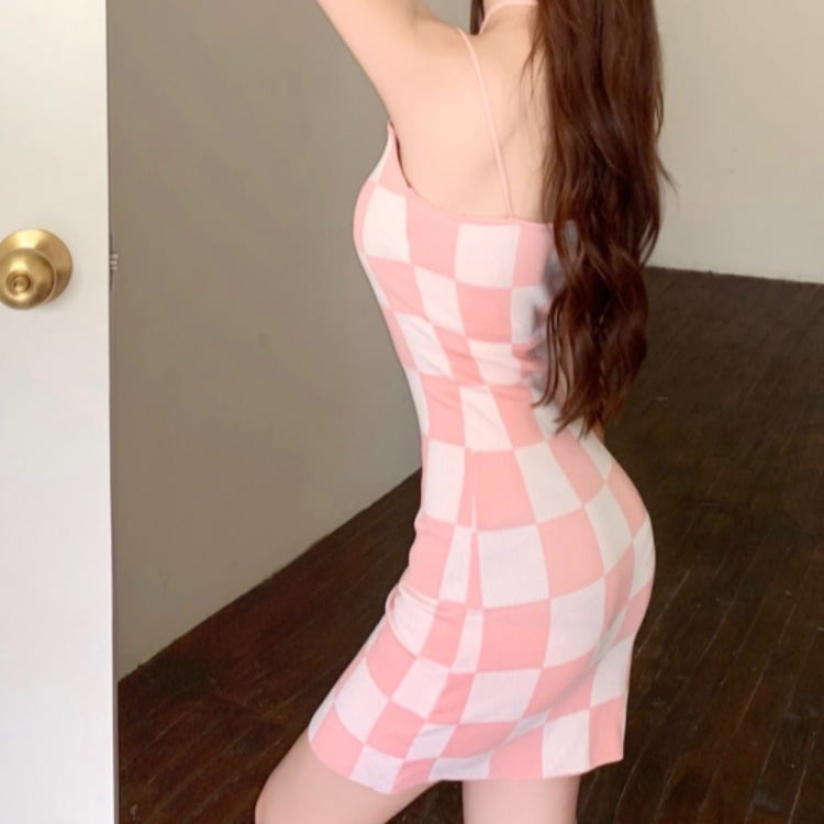 Summer Sexy Dress with Neck Sling and Crop Top