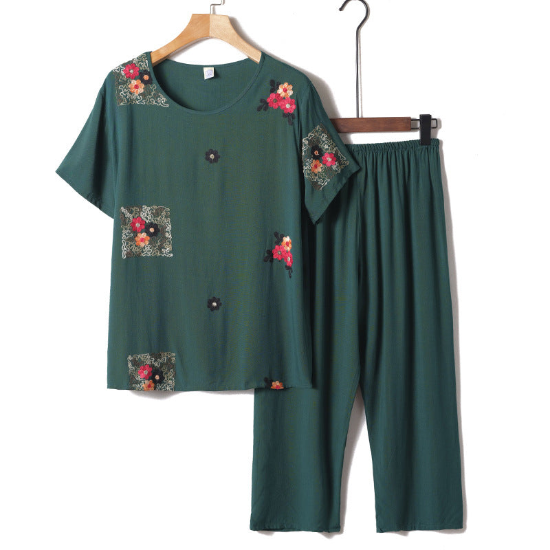 Summer Cotton Sleepwear Set for Older Women