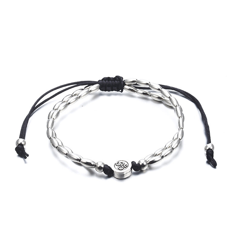 Beaded Cord Anklet with Charm