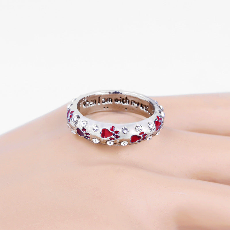 Paw Print Enamel Band Ring