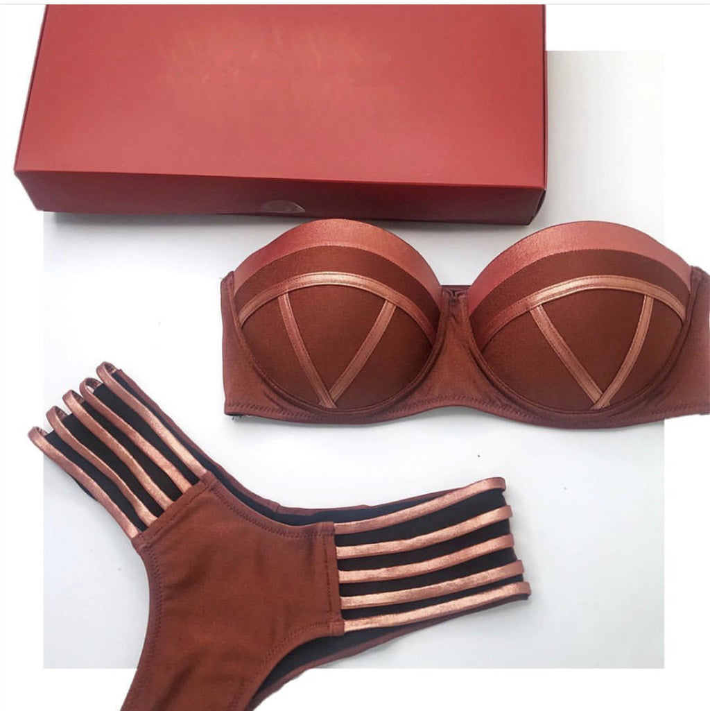 Underwire Push-Up Bandeau Bikini Set