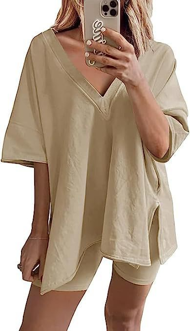 Women's 2-Piece Casual T-Shirt & High-Waist Shorts Set
