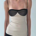 Retro Color Block Patchwork Camisole Dress