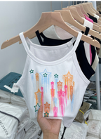 Hip-Hop Graffiti Flashing Colorful Print Tank Top