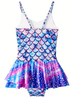 Girls Mermaid Scale One-Piece Swimsuit