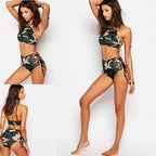 Women's Camo Halter High-Waist Bikini Set