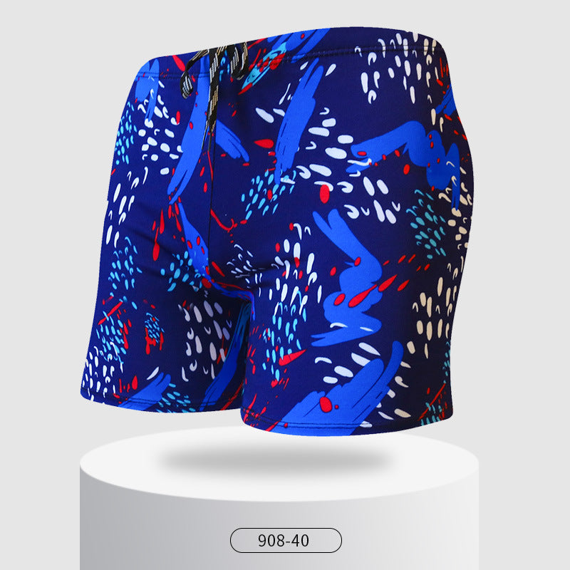 Large Loose Fit Adult Swim Shorts with Beach Print