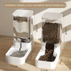 Automatic Pet Feeder & Water Dispenser Set, Gravity Food Station 2.1KG + Water Bowl 3.8L for Cats & Dogs, No-Power Self-Feeding & Hydration