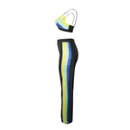 Rainbow Striped Crop Top and Wide Leg Pants Set
