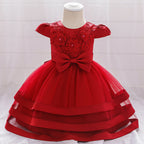 Floral Lace Baby Dress for Baptism and Birthday Photos