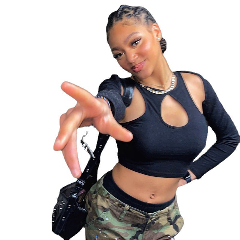 2023 Spring/Summer Women's Streetwear Long Sleeve Crop Top