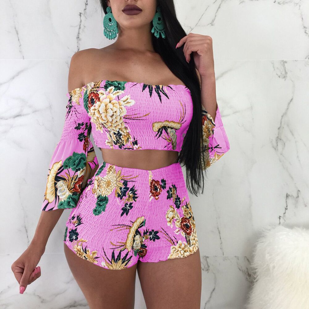 2019 Women's Casual Top and Shorts Beach Set