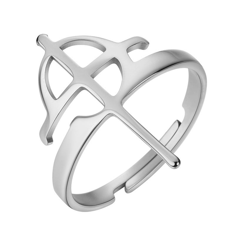 Stainless Steel Hip Hop Geometric Cross Couple Rings