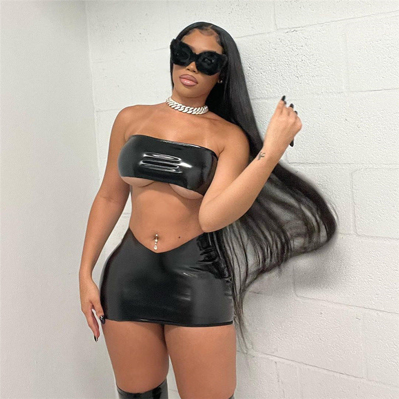 2024 Summer Sexy Crop Top and Low Waist Skirt Set