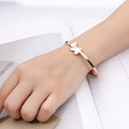 Rose Gold Stainless Steel Dog Bangle Bracelet