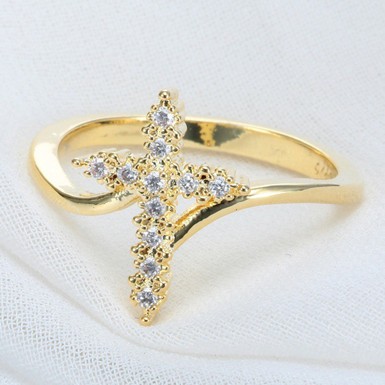 CZ Cross Ring for Women - Silver