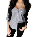 2019 New European-American Striped Camisole Blouse
