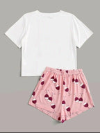 Elegant Women's Pajamas Set with Short Sleeves and Shorts