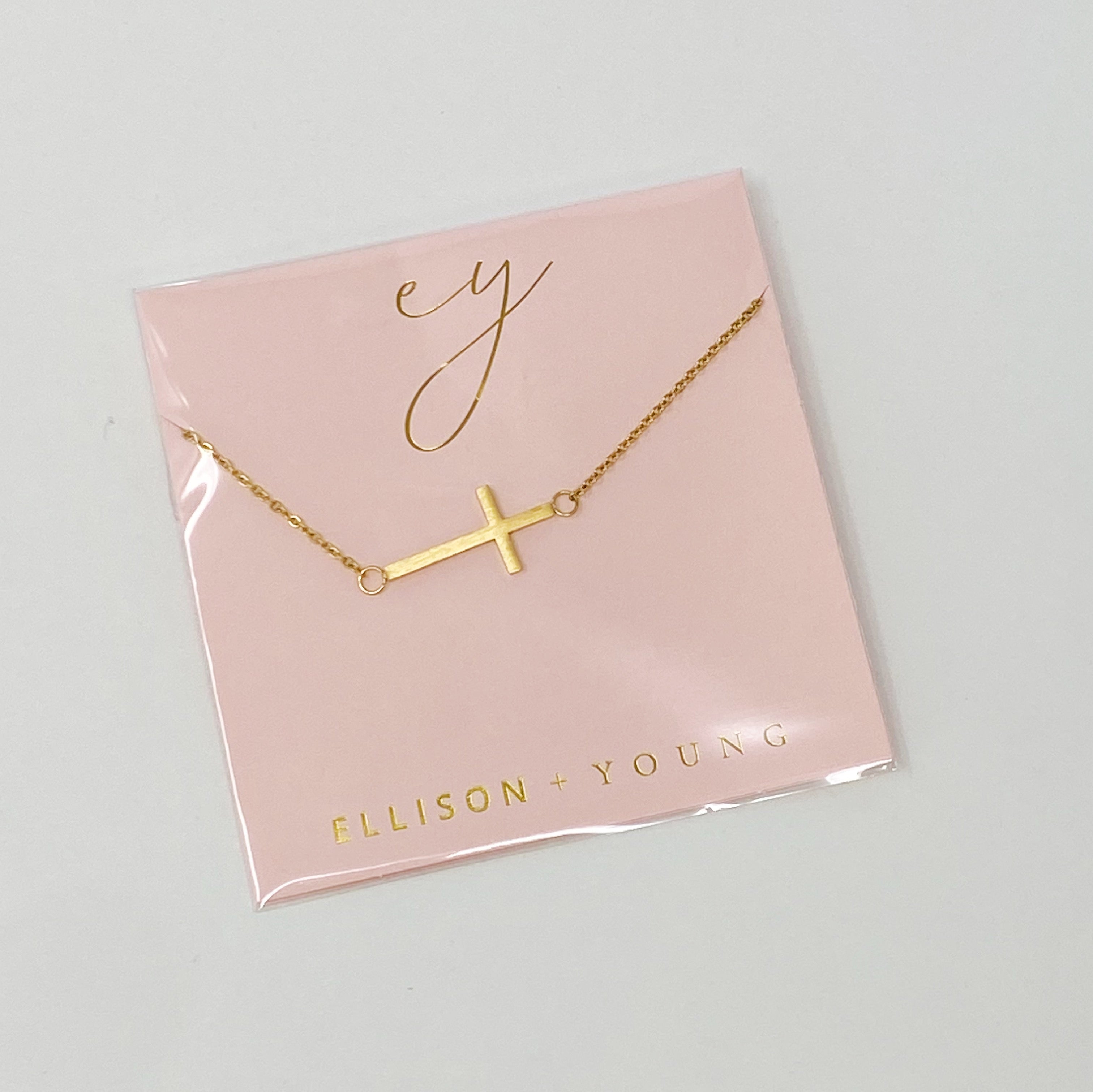 Sideways Cross Necklace - Silver
