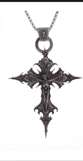 Vintage Gothic Skull Cross Pendant Necklace