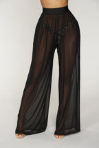 Sheer Wide-Leg Pants and Cover-Up Outfit