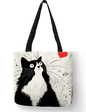 Reusable Tote Cute Cats Print
