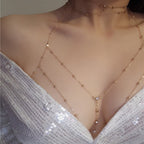 Rhinestone Body Chain with Padlock Charms