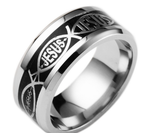 Edelstahl Jesus Buchstaben Inlay Ring