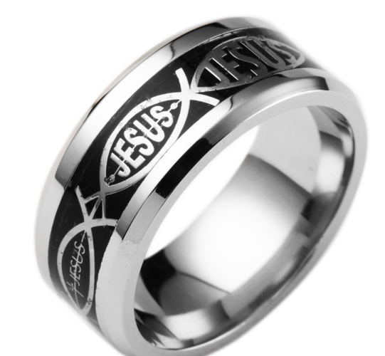 Edelstahl Jesus Buchstaben Inlay Ring