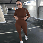 2019 Autumn Winter Women's Casual Crop Top & Pants Set