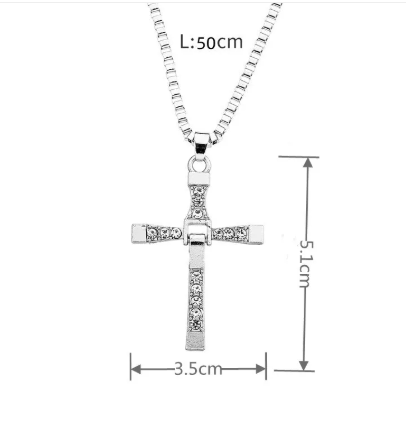 Men's Rhinestone Cross Pendant Necklace