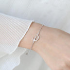 Silver Moon Cat Charm Bracelet