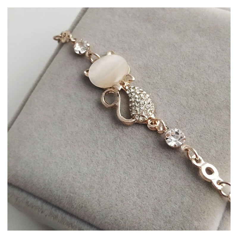 Rose Gold Cat's Eye Stone Cat Bracelet