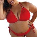 Women's Plus Size Black Halter Bikini Set