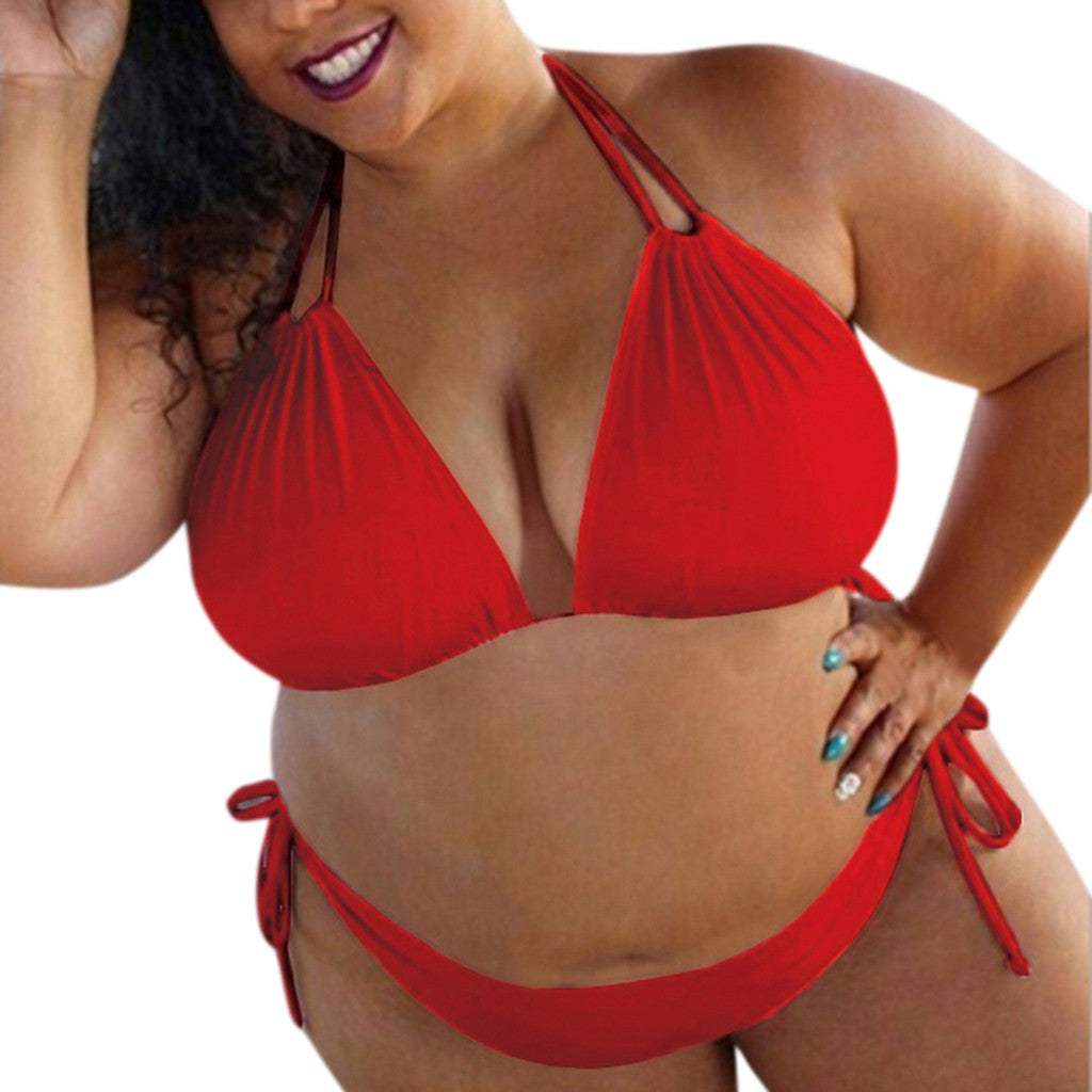 Women's Plus Size Black Halter Bikini Set
