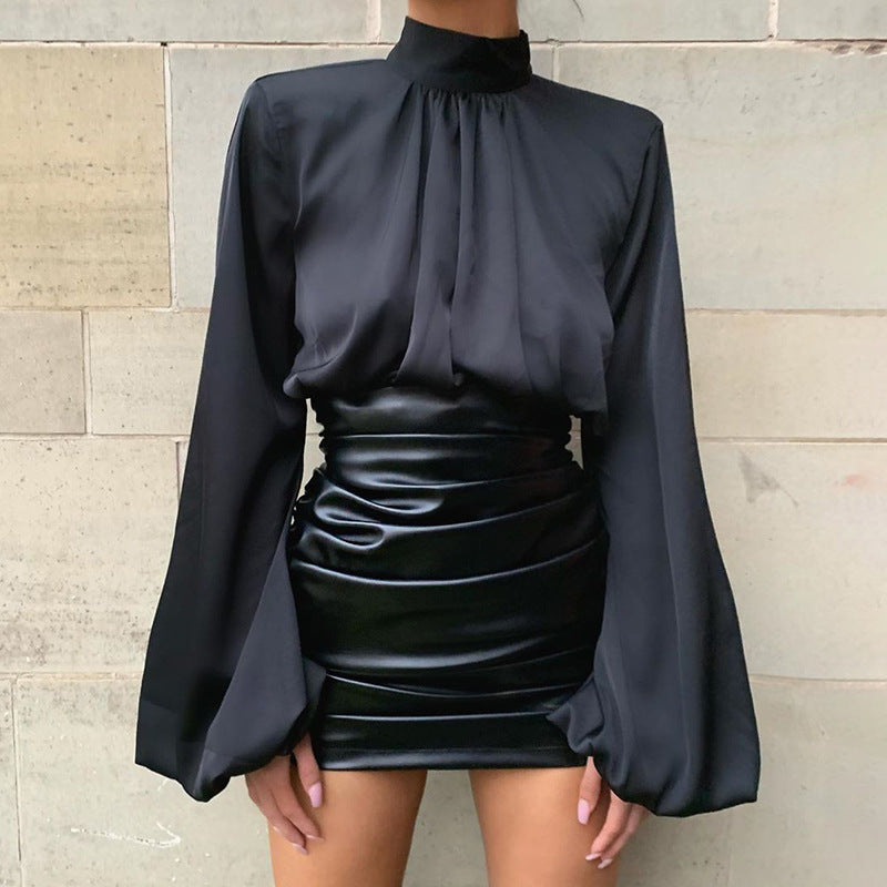 New Autumn Winter Loose Turtleneck Crop Top