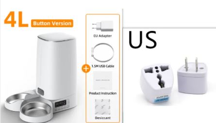 Automatic Pet Feeder 4L, Programmable Dry Food Dispenser with WiFi App Control, Stainless Steel Bowl & Desiccant for Cats and Dogs
