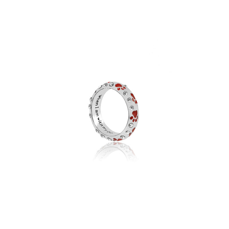Paw Print Enamel Band Ring