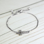 Silver Cross Adjustable Bolo Bracelet