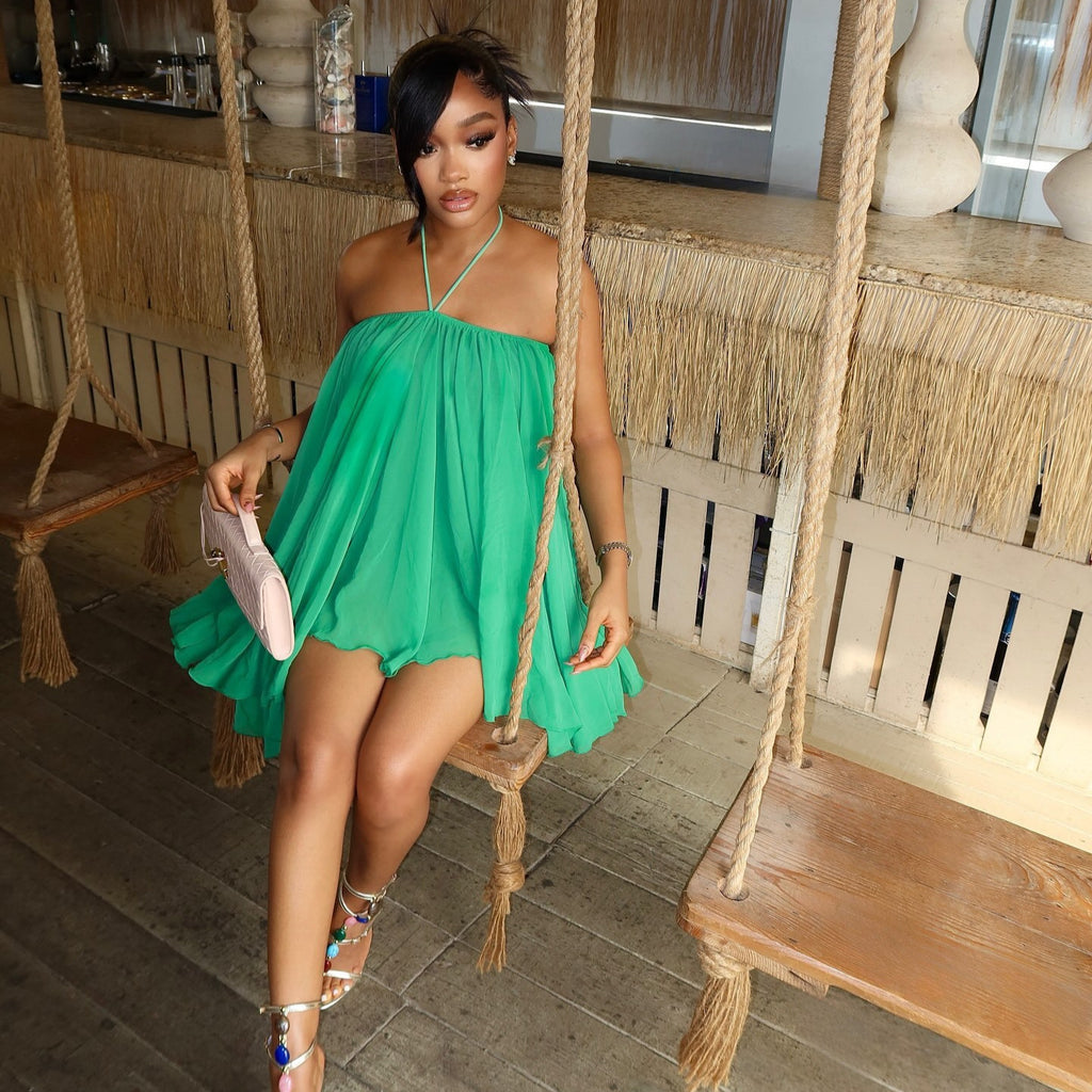 Halter Neck Tube Top Loose Mini Dress