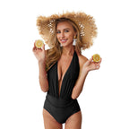 Neon Deep-V Plunge One-Piece Swimsuit